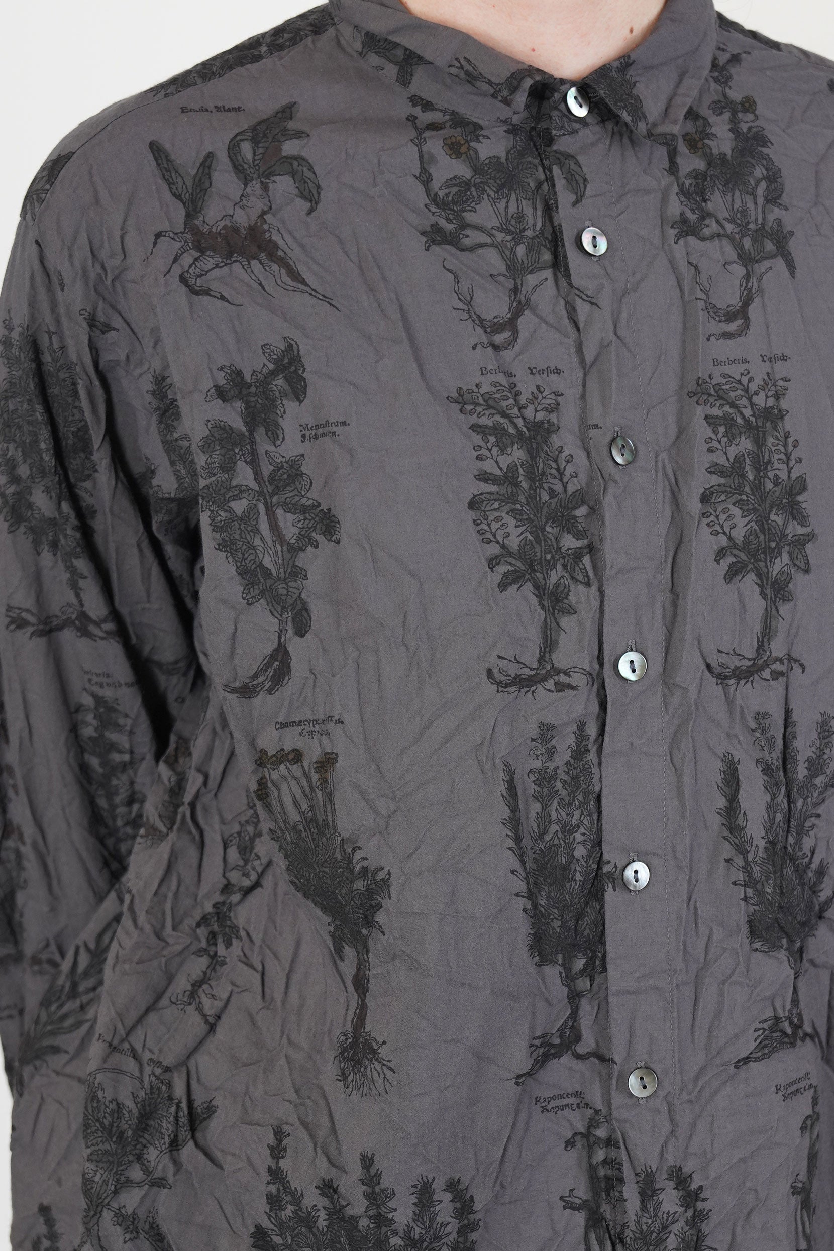relaxed herbal print shirt charcoal