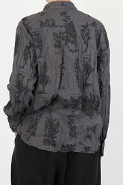 relaxed herbal print shirt charcoal