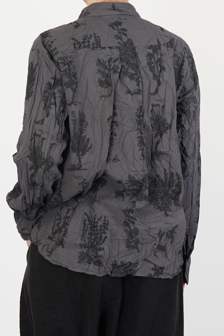 relaxed herbal print shirt charcoal