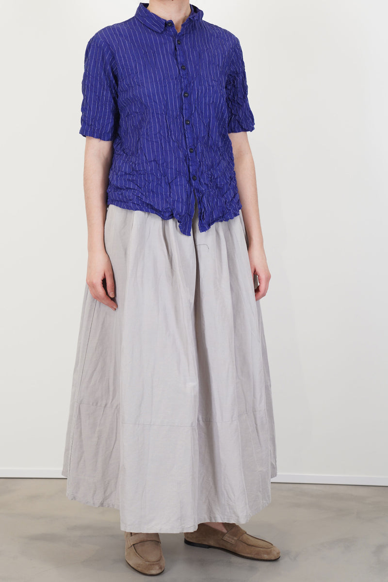 shirring stripe blouse navy