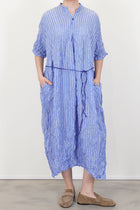 shirring stripe dress saxe blue
