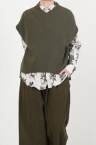 sleeveless vest wool cashmere khaki