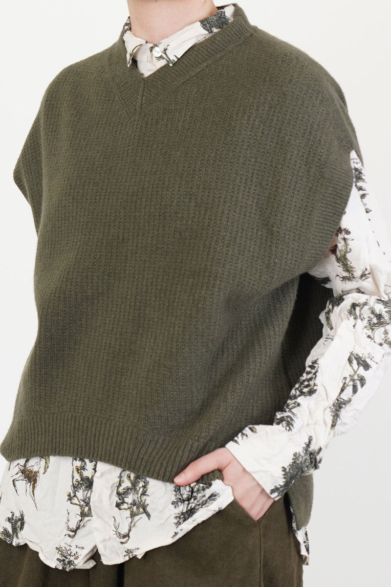 sleeveless vest wool cashmere khaki