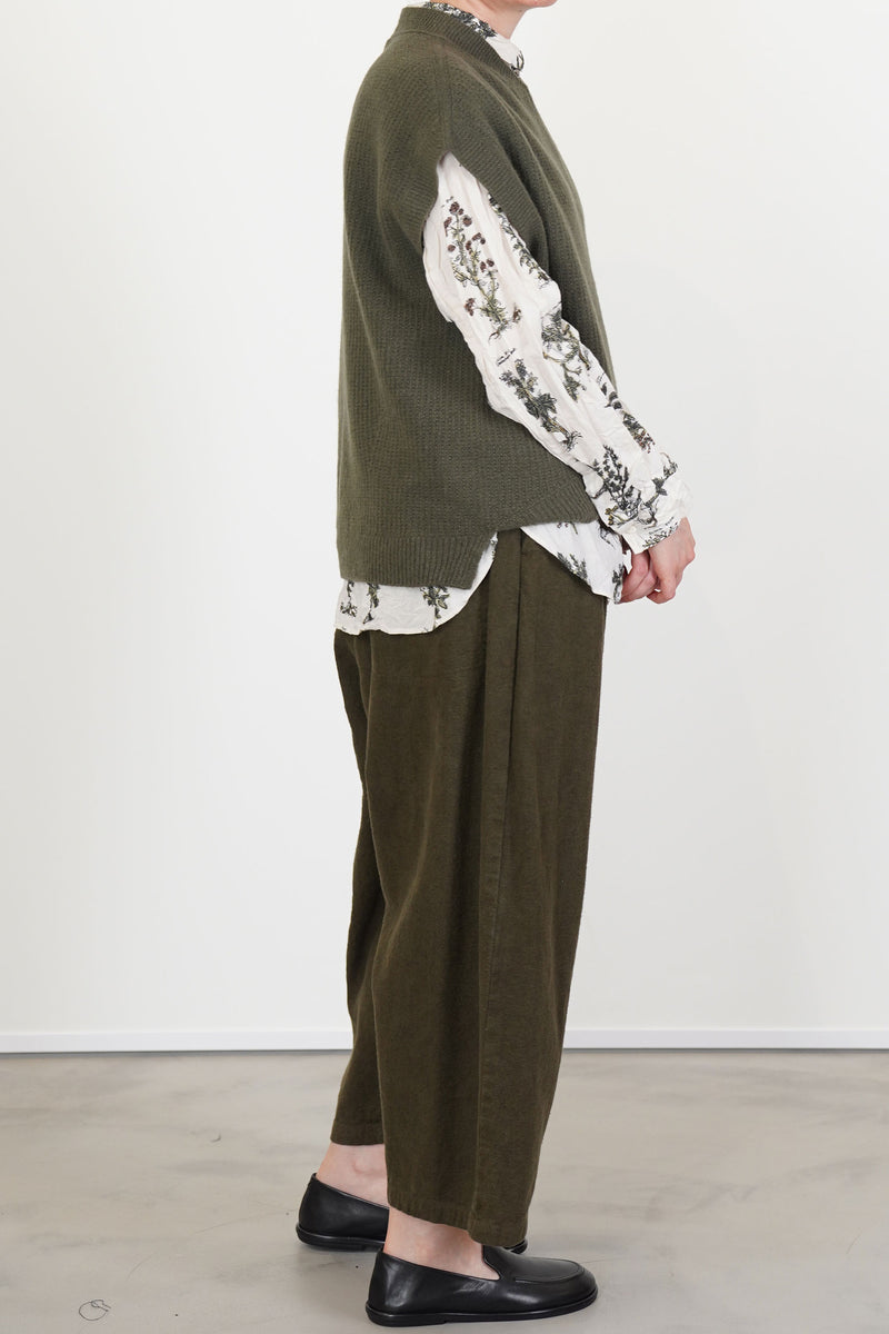 sleeveless vest wool cashmere khaki