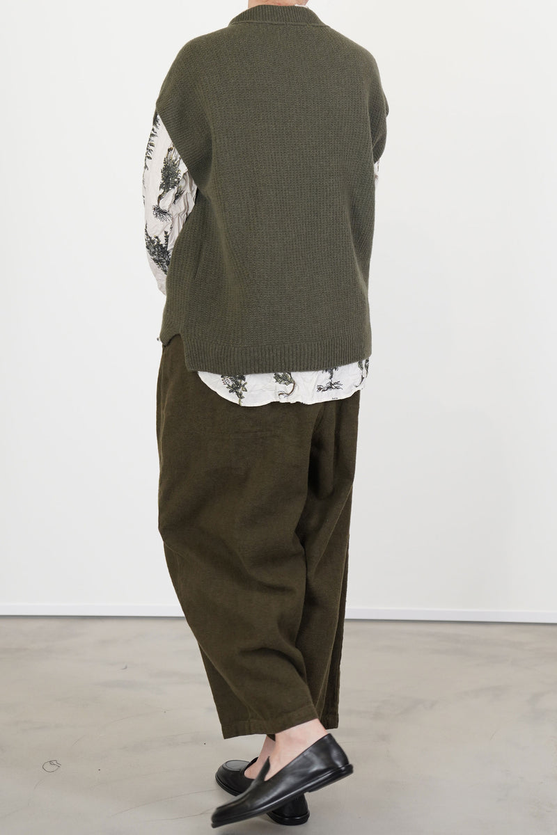 sleeveless vest wool cashmere khaki