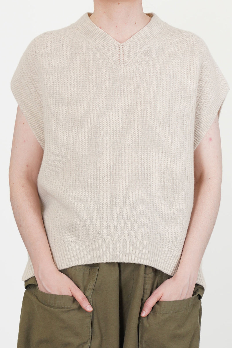 sleeveless vest wool cashmere natural