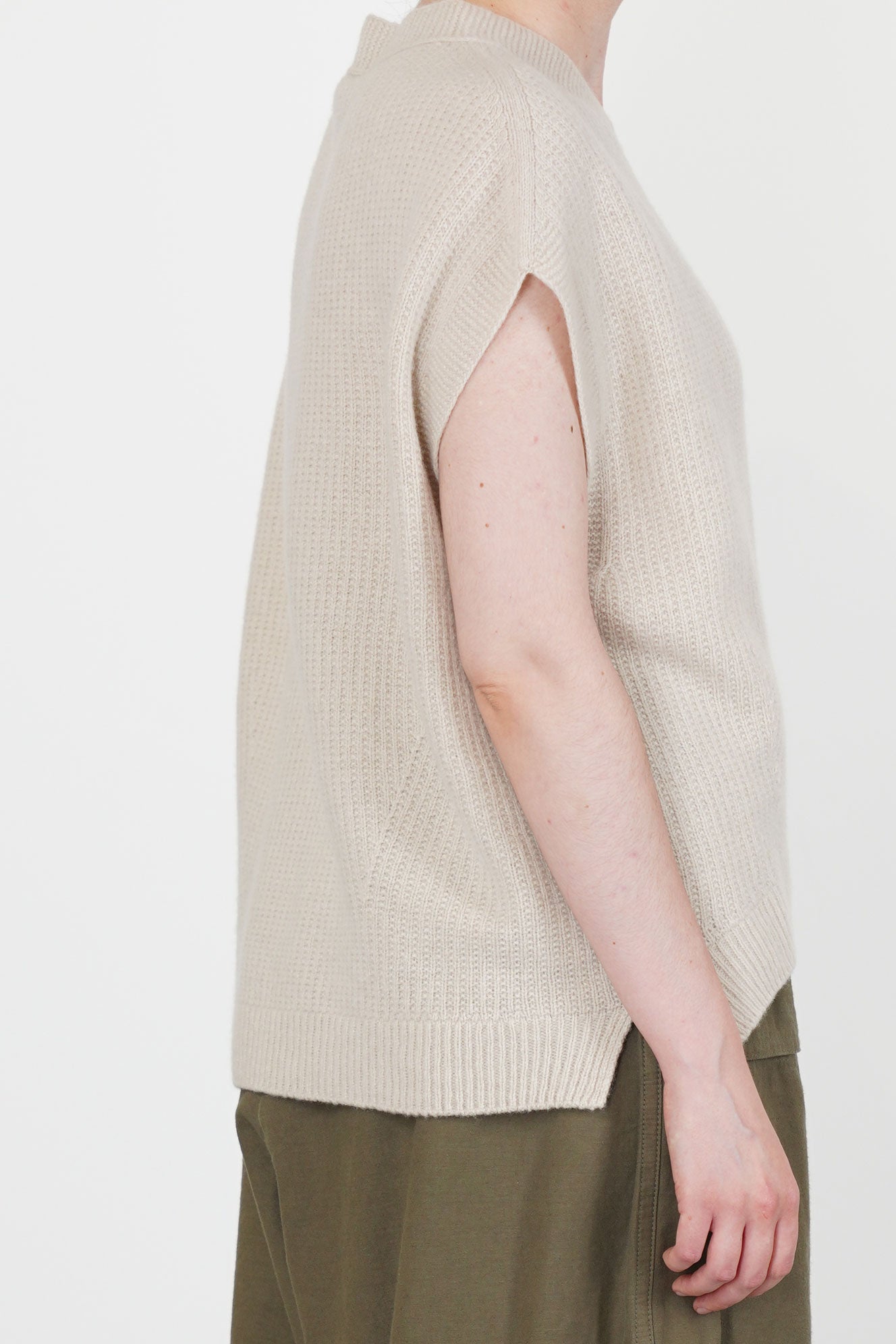 sleeveless vest wool cashmere natural