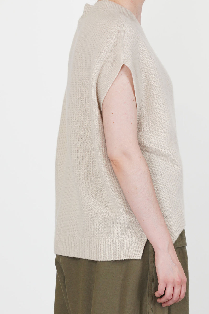 sleeveless vest wool cashmere natural