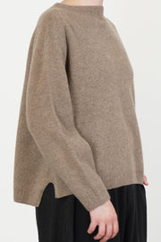 square shape pullover wool brown