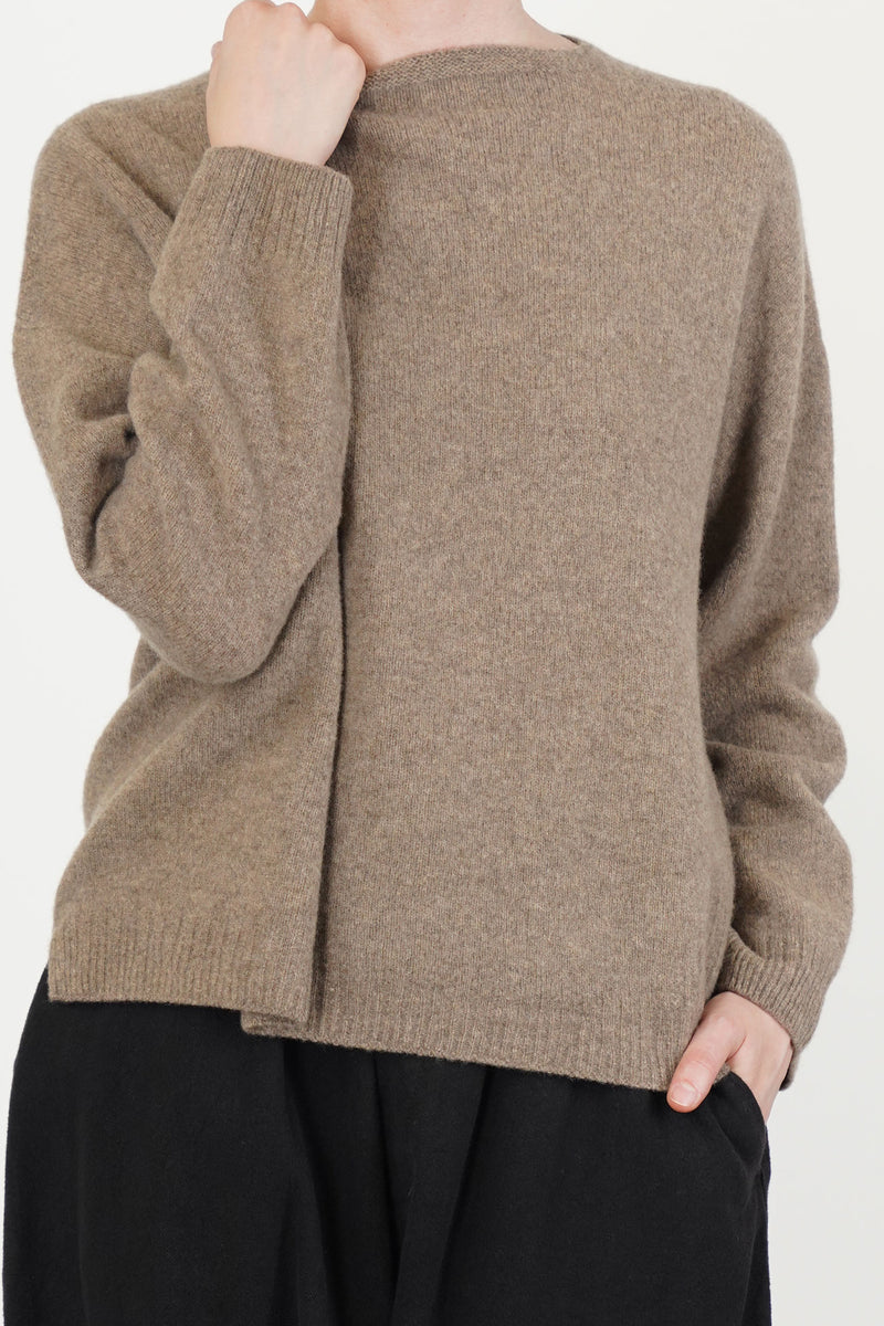 square shape pullover wool brown