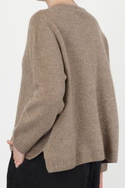 square shape pullover wool brown