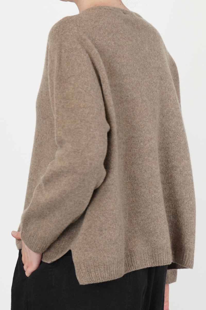 square shape pullover wool brown