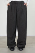 tweed woolen wide pants brown