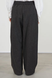 tweed woolen wide pants brown