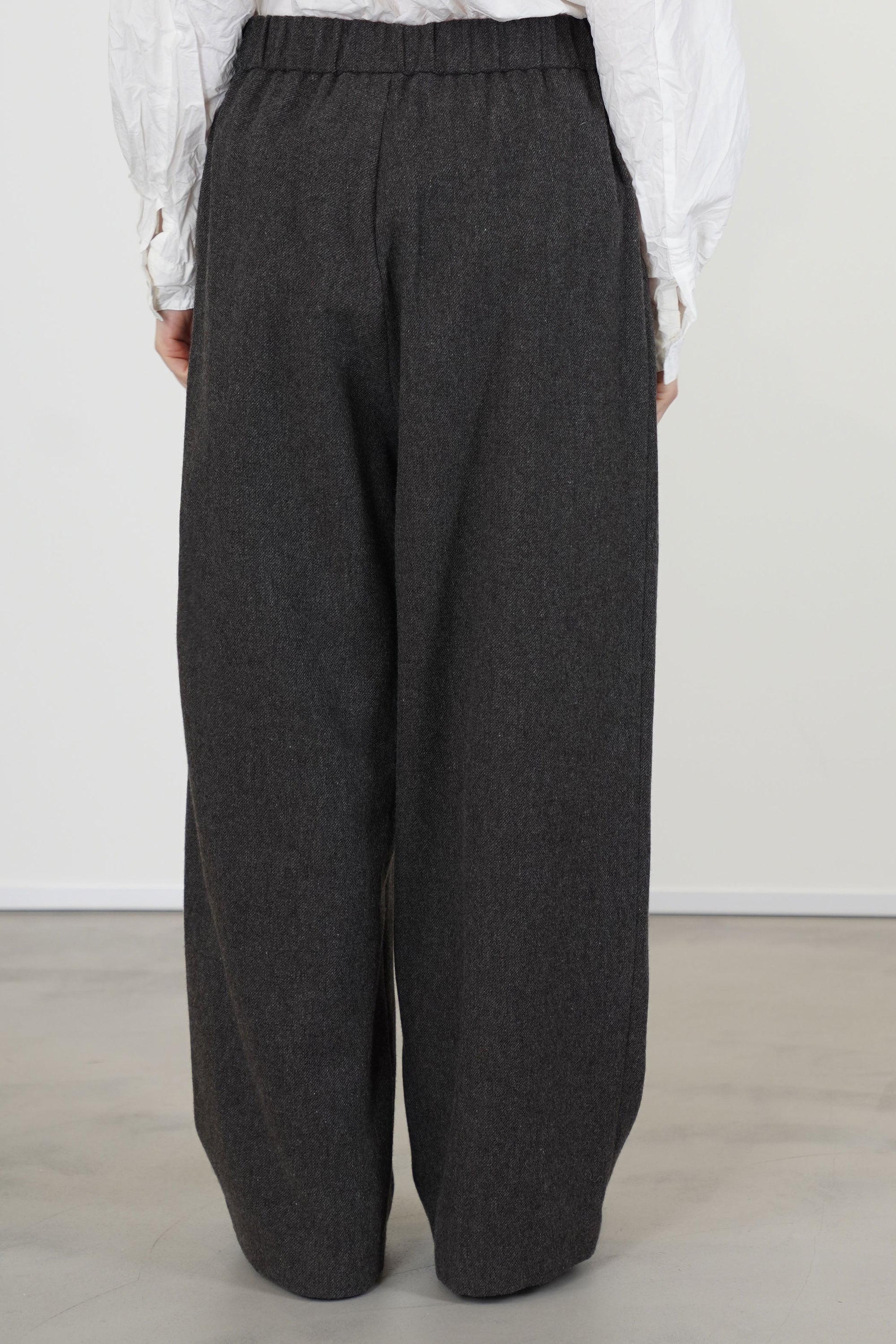 tweed woolen wide pants brown