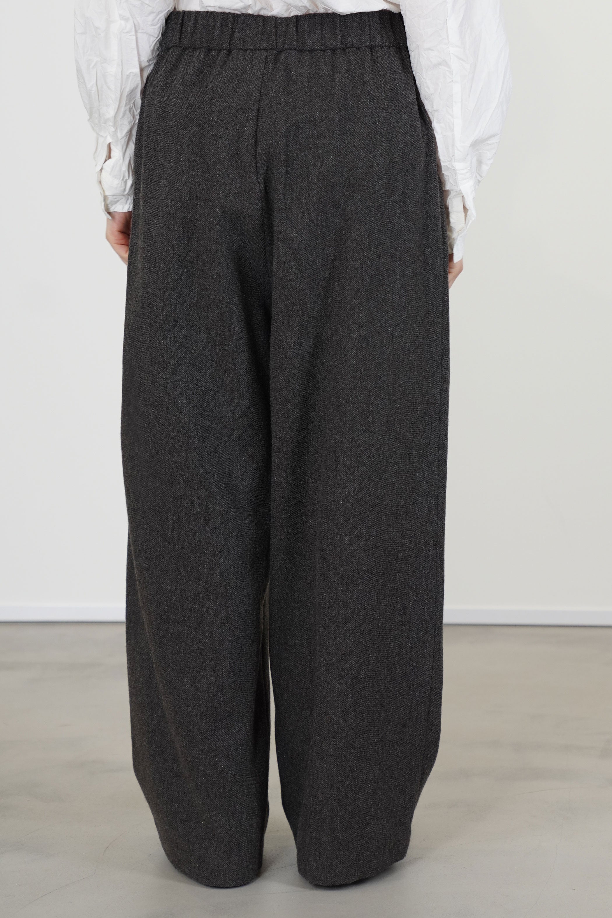 tweed woolen wide pants brown