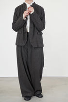 tweed woolen wide pants brown
