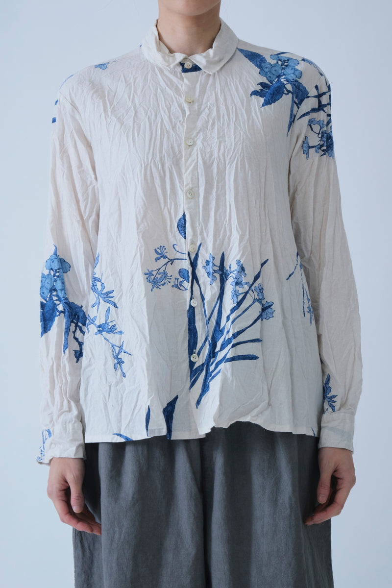 japonism flower print shirt ivory