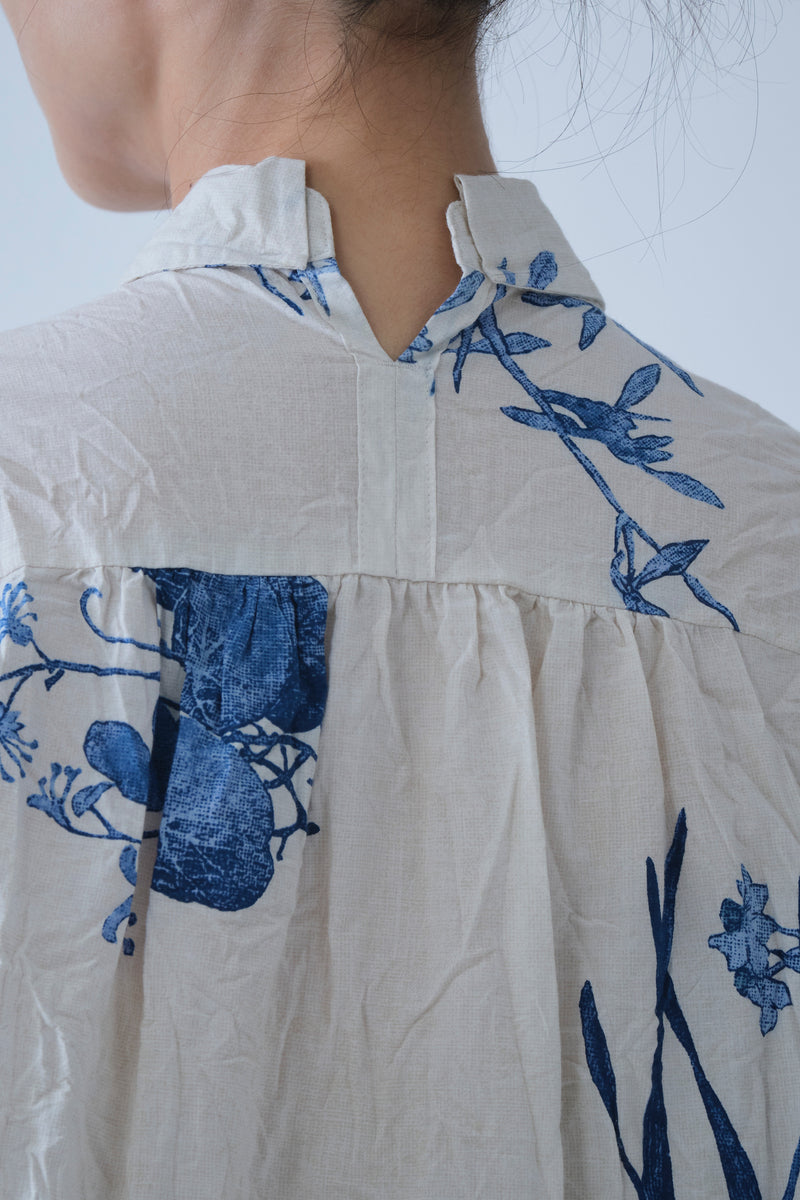 japonism flower print shirt ivory
