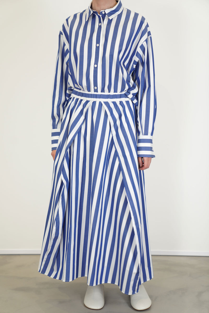 typewriter balloon skirt blue stripes