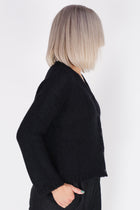 cashmere boxy knit cardigan black