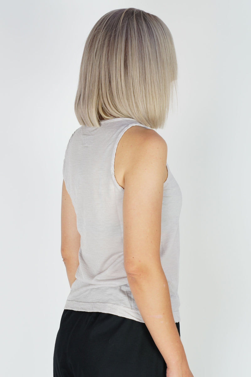 cashmere sleeveless top sand