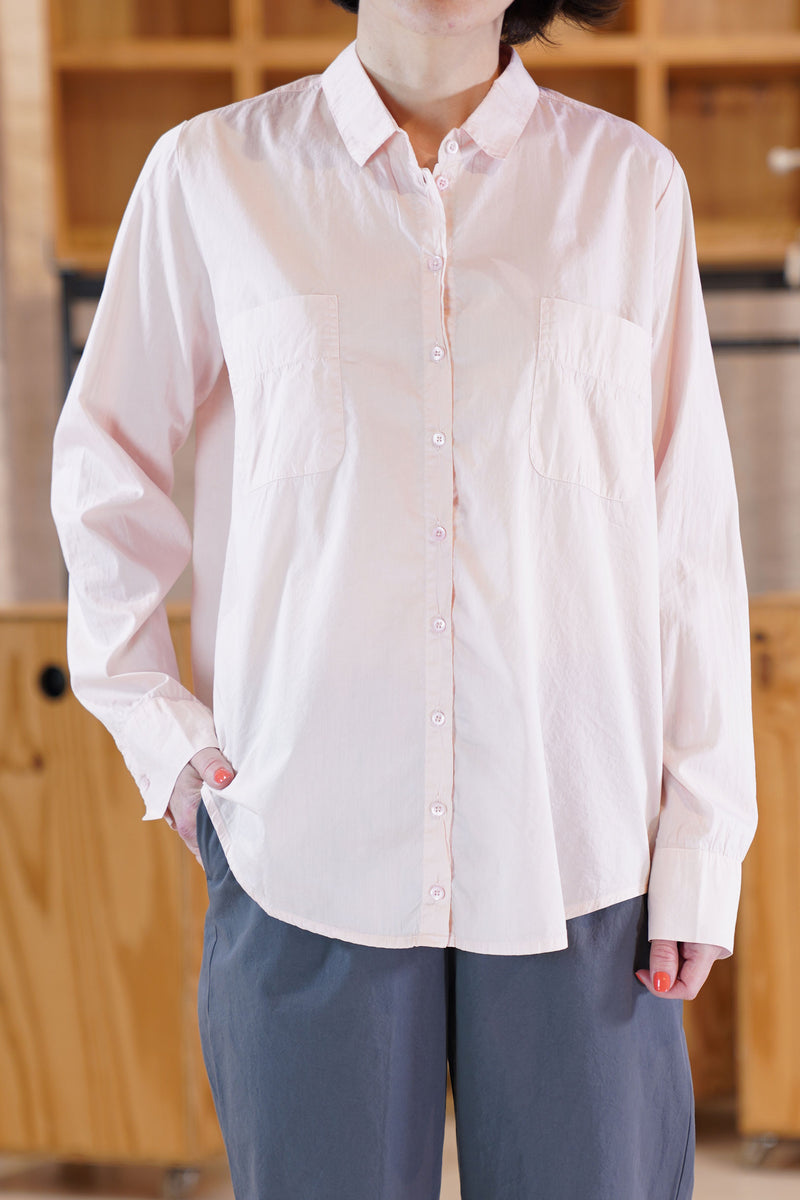cotton and silk collar shirt girl's pink