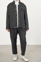 couching pant stripe wool grey