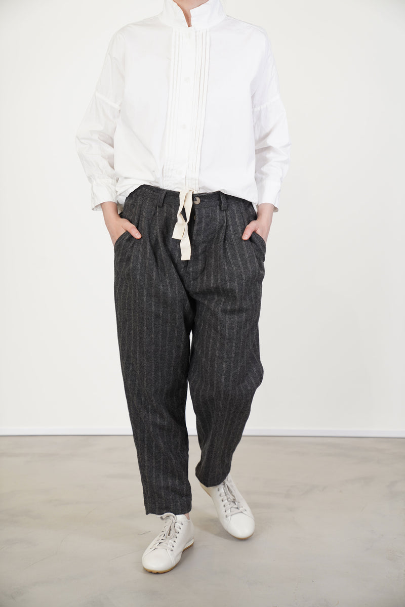 couching pant stripe wool grey