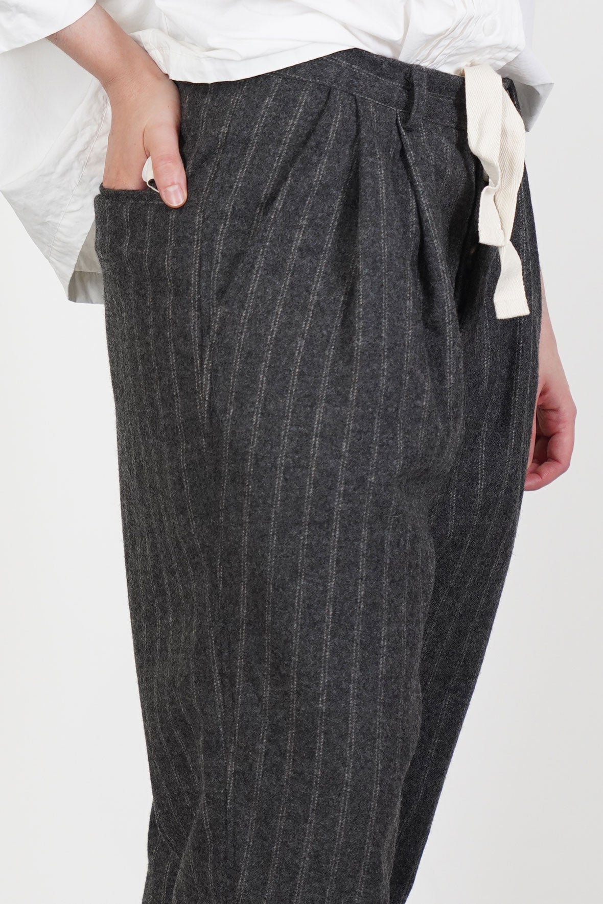 couching pant stripe wool grey