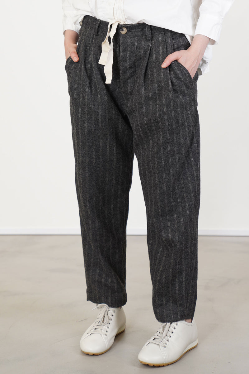 couching pant stripe wool grey