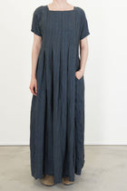 dress pt linen stripe navy