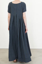 dress pt linen stripe navy