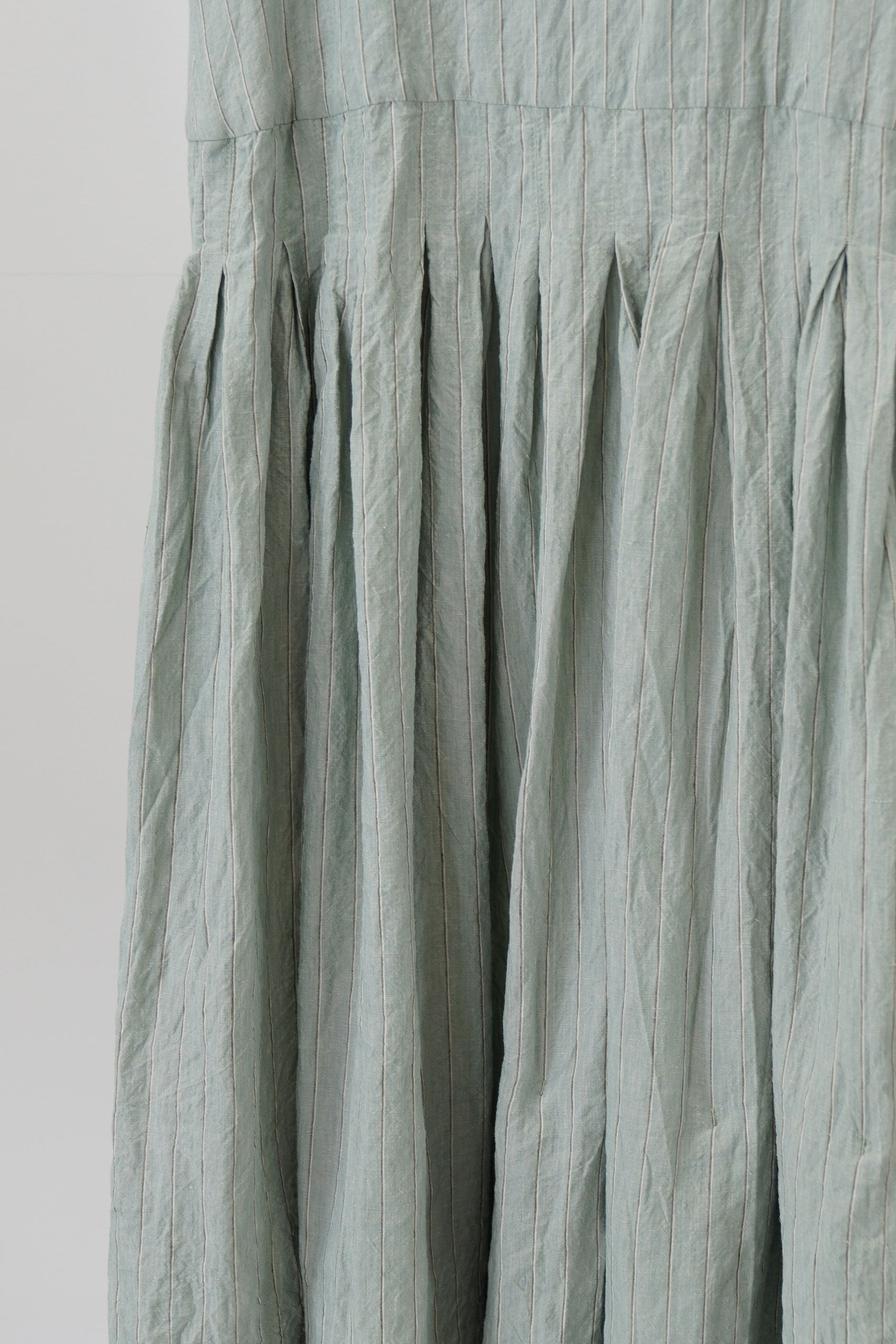 dress t coco green linen stripes