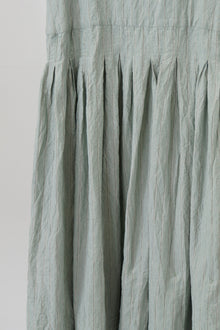dress t coco green linen stripes