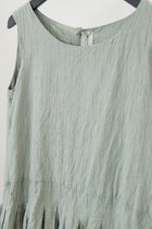dress t coco green linen stripes
