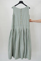 dress t coco green linen stripes