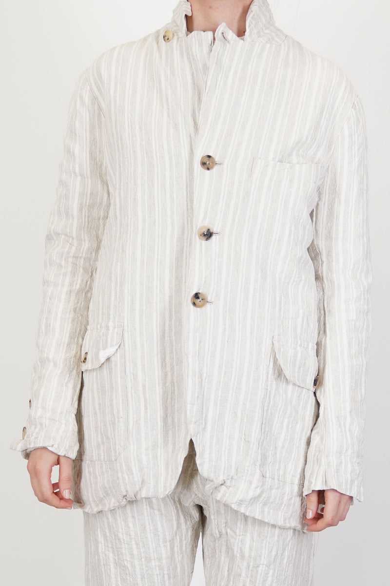 fractus jacket self stripe linen natural