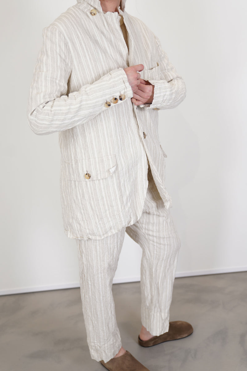 fractus jacket self stripe linen natural