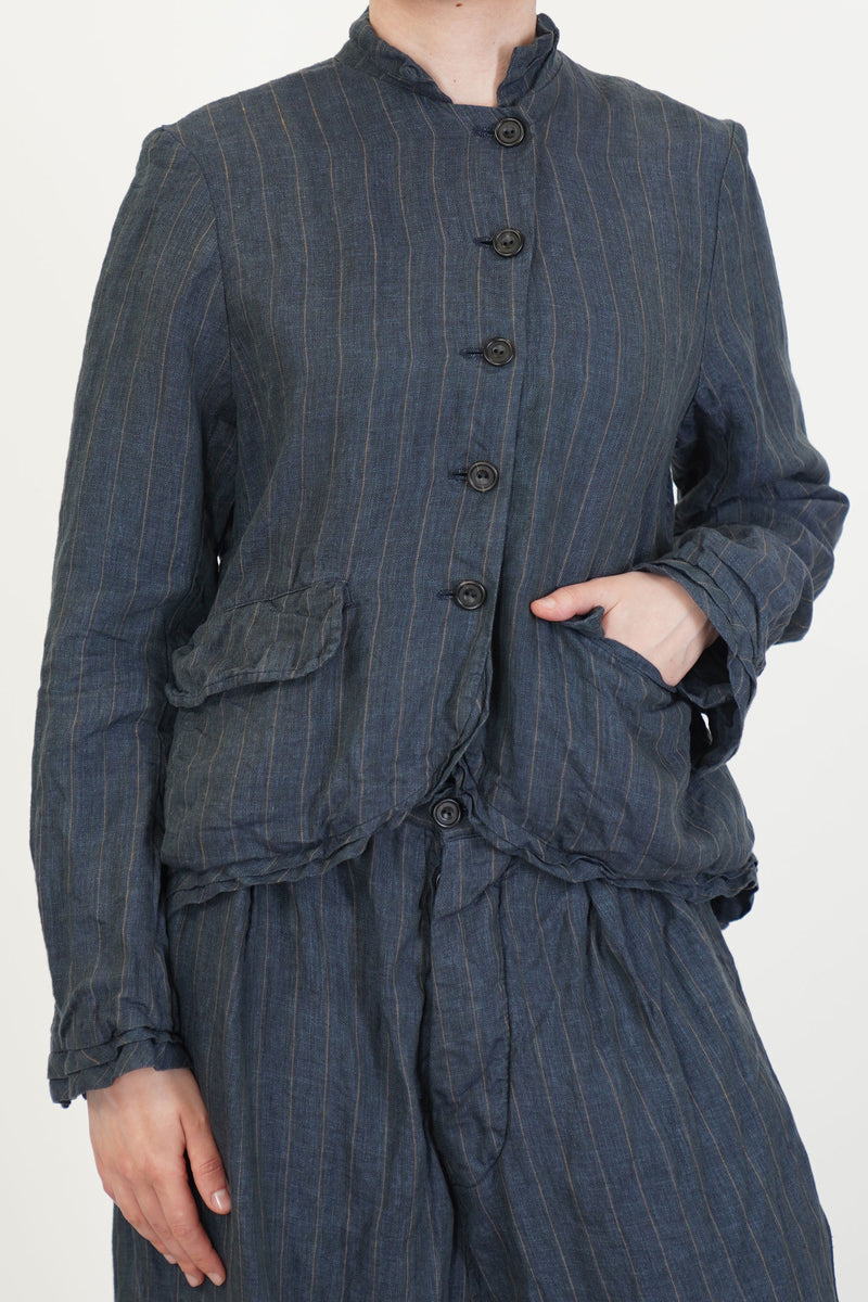 jacket rory linen stripe navy