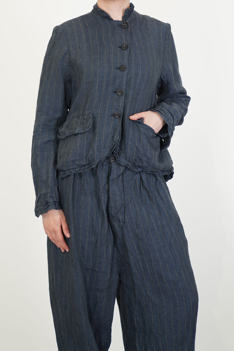 jacket rory linen stripe navy