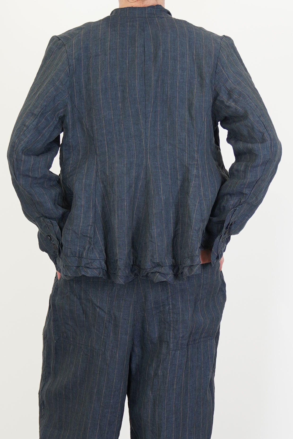 jacket rory linen stripe navy