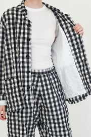 jacket work gingham cotton black