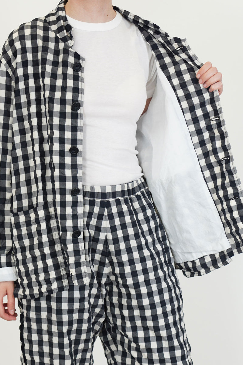 jacket work gingham cotton black