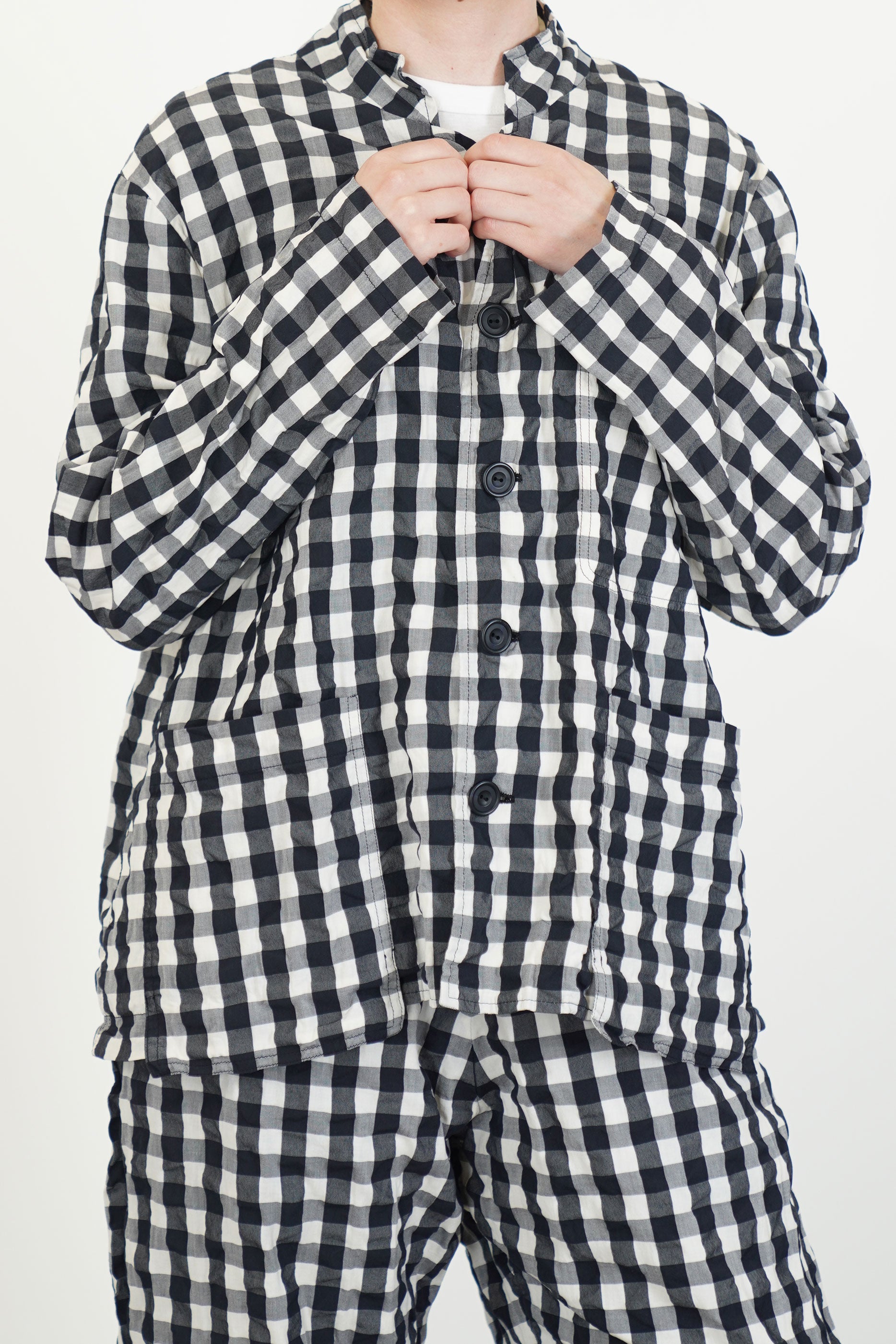 jacket work gingham cotton black