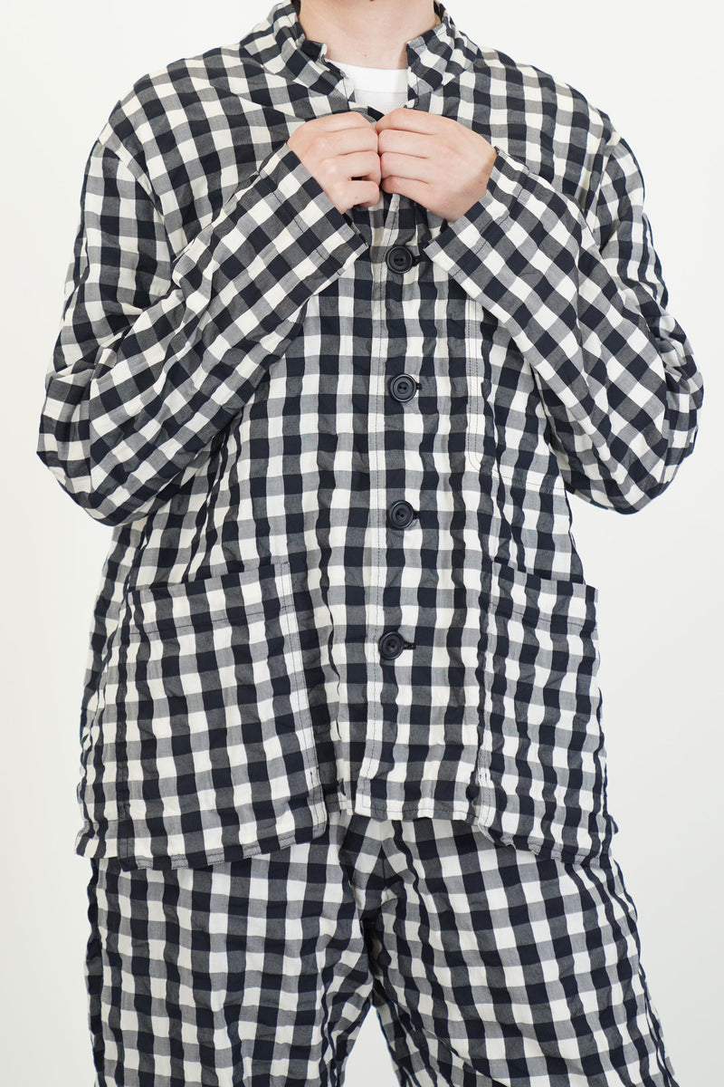 jacket work gingham cotton black