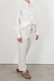 rp trousers self stripe linen natural