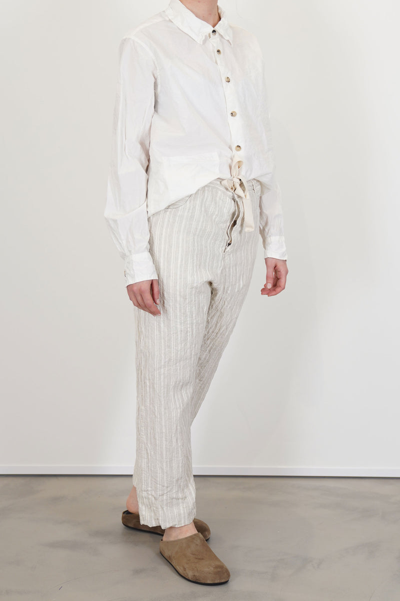 rp trousers self stripe linen natural