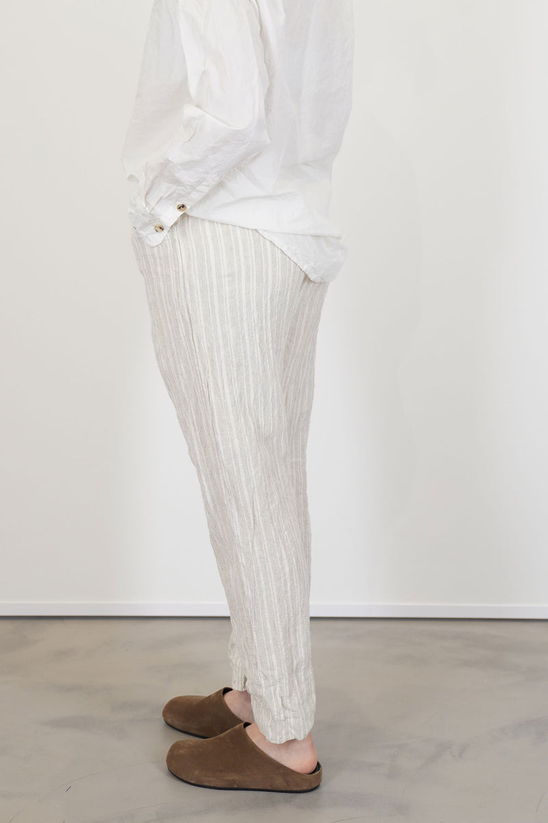 rp trousers self stripe linen natural