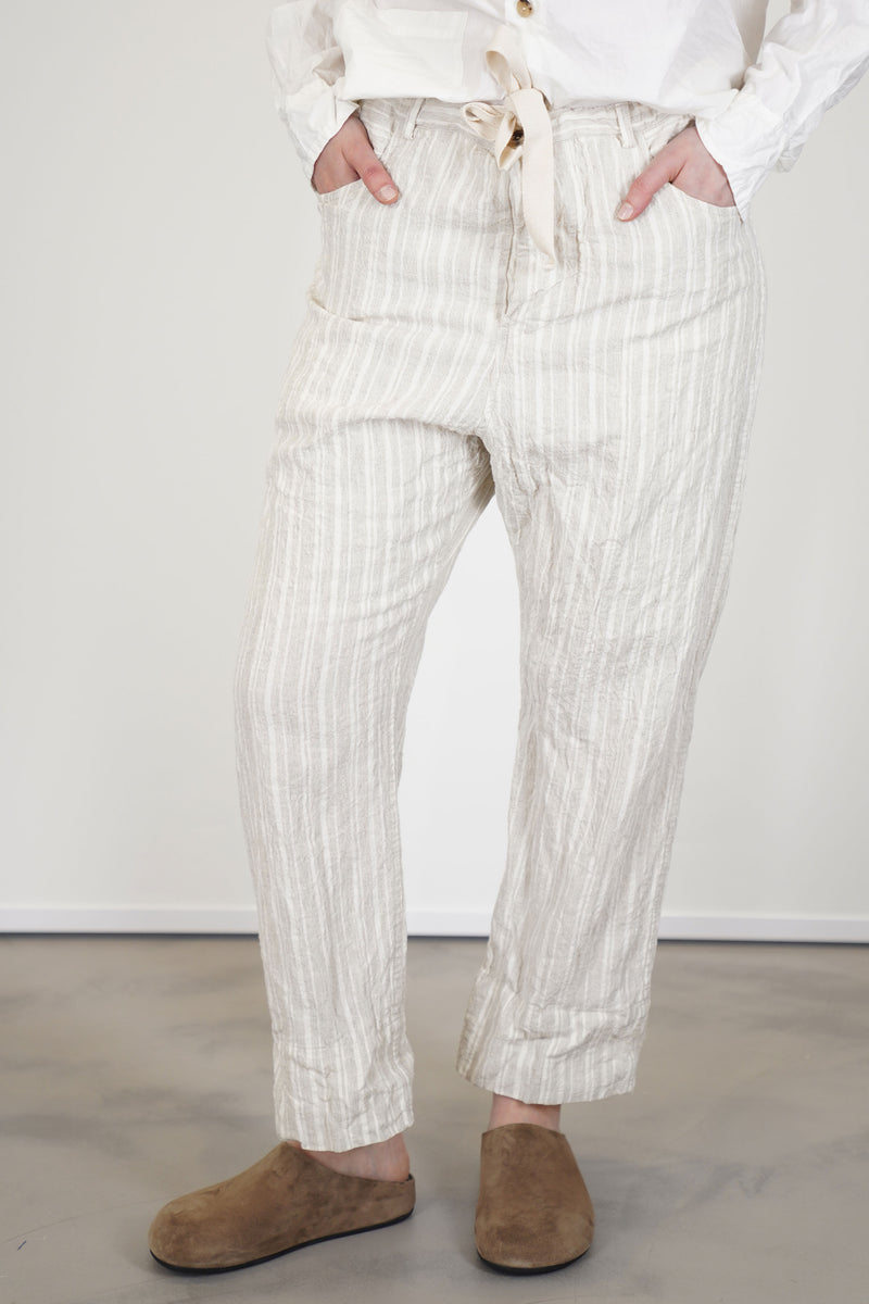rp trousers self stripe linen natural